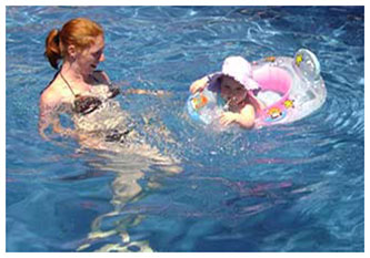 SAMANTHA & MADDIE (AGE 2) FIRST SWIM IN HER CASCADE POOL! 